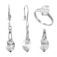 SREBRNY KOMPLET KLASYCZNY Z BIAŁYMI CYRKONIAMI SREBRO PRÓBY 925