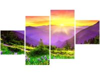 90CM 160 OBRAZ 4 ELEM KWIECISTA ŁĄKA ŚCIENNY