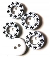 Guziki biało-czarne wzorek 12,5 mm 2 otw. 10 szt