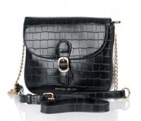 Monnari Torebka Kuferek Listonoszka Czarny Kroko Łódka Czarna PREMIUM