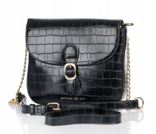 Monnari Torebka Kuferek Listonoszka Czarny Kroko Łódka Czarna PREMIUM na Arena.pl
