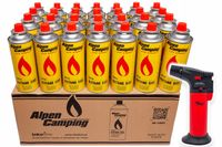 28 x GAZ kartusze gazowe Alpen Camping 400ml + Zapalarka mini palnik JET