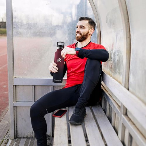 TERMOS BUTELKA TERMICZNA KUBEK NA KAWĘ HERBATĘ ZE SŁOMKĄ WIŚNIOWY 750ML na Arena.pl