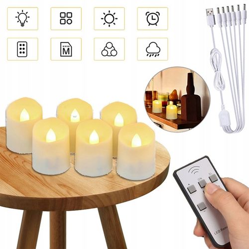 ZESTAW 6 ŚWIEC LED ŁADOWANE Z FUNKCJĄ TIMERA NA BOŻE NARODZENIE I HALLOWEEN na Arena.pl