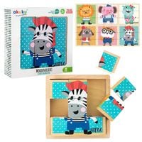 AKUKU Klocki sześcienne drewniane 9 elementów