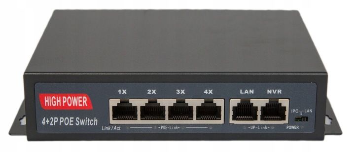 Switch Poe 4xPoe 2xUplink 75W HI-POE do kamer IP zdjęcie 1