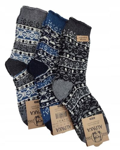 SKARPETY MĘSKIE ŚWIĄTECZNE WEŁNIANE GRUBE SKARPETKI ALPAKA 3-PAK 35-38 na Arena.pl