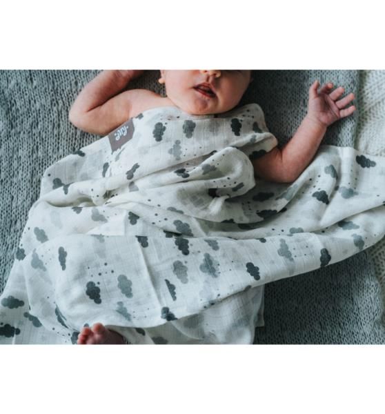 Pieluszka Bambusowa z Jonami Srebra (Chmurki Szare zdjęcie 5