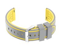 Pasek gumowy do zegarka U14 - siwy/żółty - 20mm