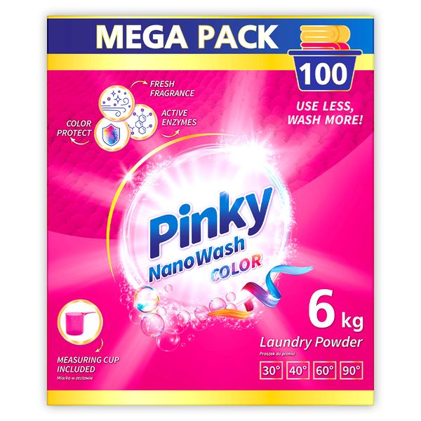 Proszek do prania tkanin kolorowych 100 prań 6kg - NanoWash Color PINKY zdjęcie 2