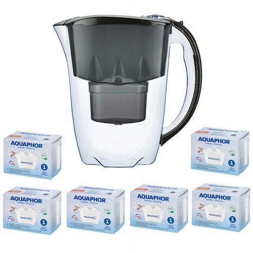Dzbanek filtrujący Aquaphor czarny + 6 filtrów. na Arena.pl