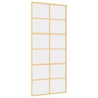 Drzwi przesuwne, złote, 90x205 cm, przezroczyste szkło ESG