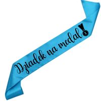 Dziadek na medal - turkusowa szarfa z czarnym nadrukiem