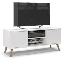 Szafka rtv, skandynawski styl, SKAND, 120x40x50 cm, biały, mat | TYLETEGOTU