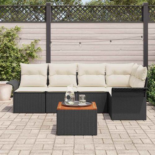 Zestaw Sof na Ogród 6 pcs Czarny i kremowy 55 x 55 x 37 cm na Arena.pl