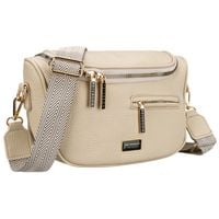 saszetka damska ze skóry ekologicznej w beżowym kolorze z kieszenią