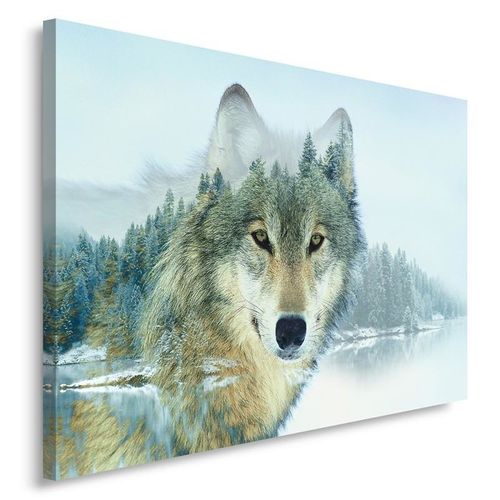 Obraz na płótnie - Canvas, Wilk nad jeziorem 80x60 na Arena.pl