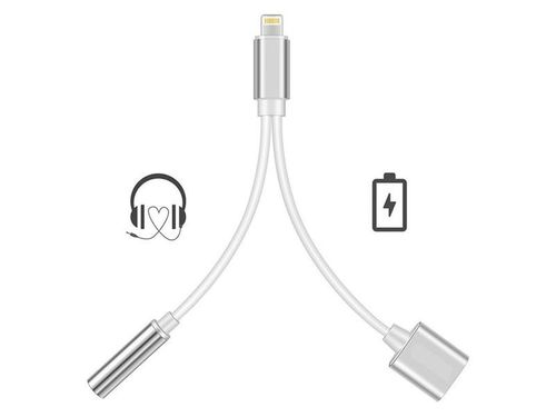 Kabel przejściówka lightning do iPhone audio mini jack srebrny na Arena.pl