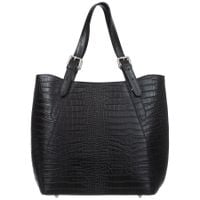 VERA PELLE torebka skórzana shopper kroko z długimi rączkami V706 czarna
