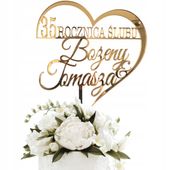 TOPPER NA TORT TOPER ROCZNICA ŚLUBU Z IMIONAMI LICZBA 30 40 50 zloty PLEXI