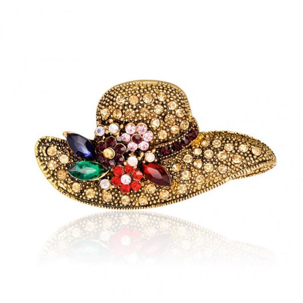 Broszka Ozdobna Kryształowa Kapelusz Bz114 zdjęcie 1