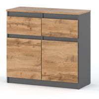 Komoda 2 Szuflady Oleksa Plus 80cm Młodzieżowa Szafka Rtv Szara Dąb Wotan
