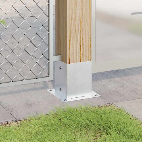 Podstawy słupków kwadratowe 4 szt. Srebrne Stal ocynkowana na Arena.pl