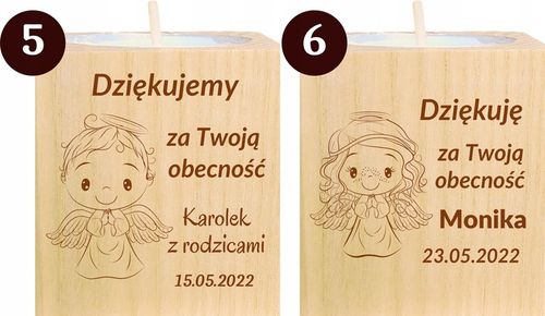 Podziękowanie dla Gości Komunia Chrzest piękny świecznik 10 szt grawer na Arena.pl