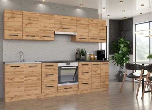 Kuchnia Nowoczesna Modułowa Z Blatem Pojemna 2.8m Wotan Dąb Wotan Biały Mat na Arena.pl