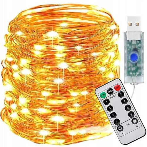LAMPKI DRUCIKI 200 LED ŚWIATEŁKA CHOINKOWE 20M USB NA PILOTA BIAŁY CIEPŁY na Arena.pl