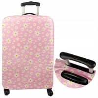 Elastyczny Pokrowiec różowy na walizkę Sillar z motywem kwiatu rozmiar M