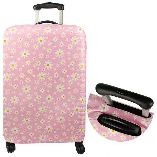 Elastyczny Pokrowiec różowy na walizkę Sillar z motywem kwiatu rozmiar M na Arena.pl