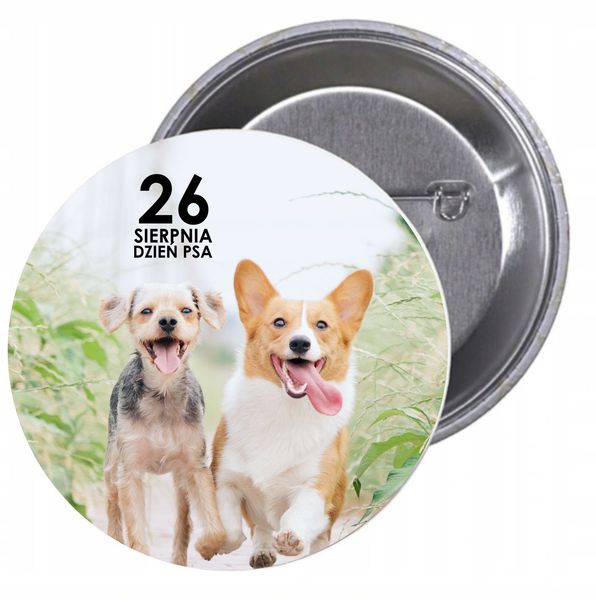 Przypinki buttony HIT DZIEŃ PSA z grafiką zdjęcie 1