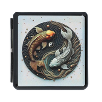 Metalowa Papierośnica z Nadrukiem Karpi koi Yin-Yang Orientalna na Prezent