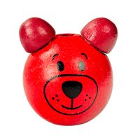 Drewniana główka MIŚ misie buzia 24mm czerwony