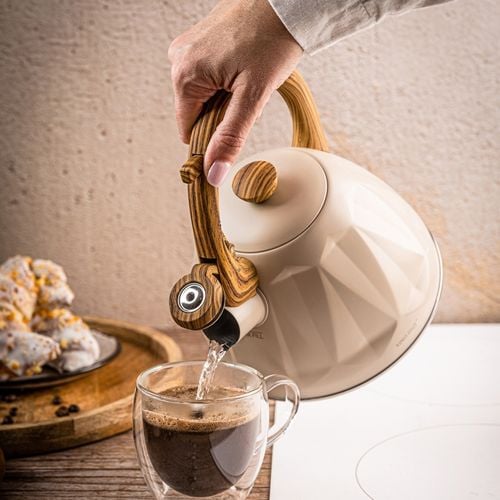 czajnik 2l z gwizdkiem kinghoff kh-1998 beżowy mat na Arena.pl