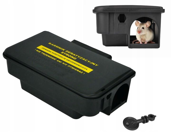 4X DUŻY KARMNIK NA TRUTKĘ STACJA DERTYZACYJNA NA MYSZY SZCZURY Z NADRUKIEM zdjęcie 9