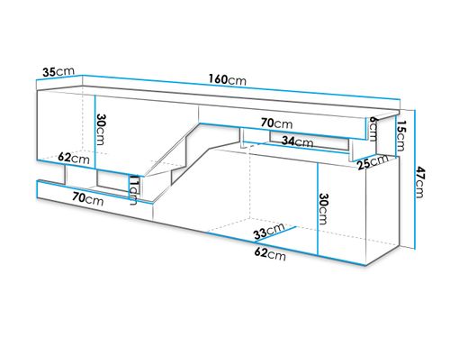 Szafka rtv do salonu pod telewizor DOUBLE 160 biały dąb wotan na Arena.pl