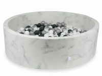 Suchy basen 130x40 marmur z piłeczkami 700szt (białe, perłowe, srebrne, grafitowe)