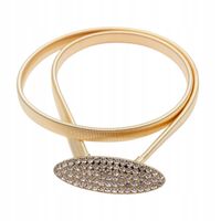 Pasek damski sprężynka owal cyrkonie kolor złoty 5,5cm