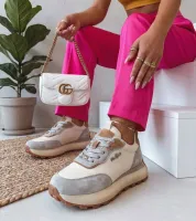 Beżowe Skórzane Sneakersy Na Platformie Filippo 36