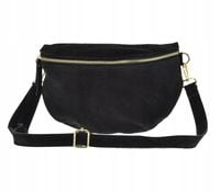 Torebka listonoszka nerka skóra naturalna zamszowa czarny TS 04-540