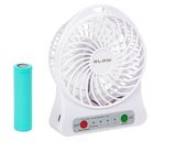 Wentylator przenośny/biurkowy 10cm USB+akumulator biały
