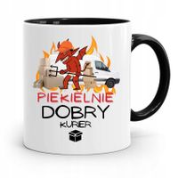 Kubek Czarny Dla Kuriera Piekielnie Dobry Prezent Z Nadrukiem Ze Zdjęciem