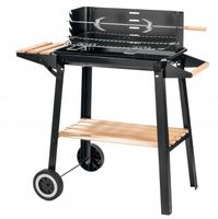 GRILL WĘGLOWY DUŻY GRIL MOBILNY REGULOWANY RUSZT NA KÓŁKACH PÓŁKI