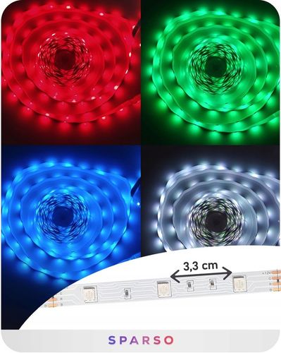 TAŚMA LED RGB 5M LEDY 230V 12V z PILOTEM Bardzo mocna ZESTAW + na Arena.pl