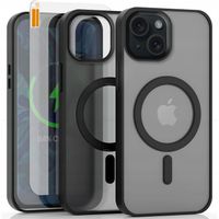 Etui Do Apple iPhone 15 (Magsafe, Czarne Matowe, Wzmacniane) +Szkło 9H 2,5D