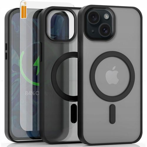 Etui Do Apple iPhone 15 (Magsafe, Czarne Matowe, Wzmacniane) +Szkło 9H 2,5D na Arena.pl