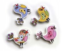 Guziki drewniane ptaszek 19x25 mm 2 otw. 4 szt.