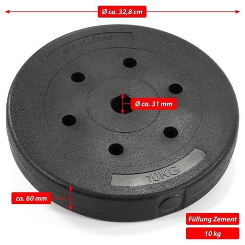 MAXXIVA Zestaw obciążników 2 x 10 kg, cement, czarny na Arena.pl